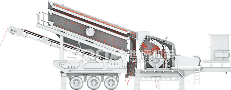 輪胎式移動破碎站側(cè)面結(jié)構(gòu)圖